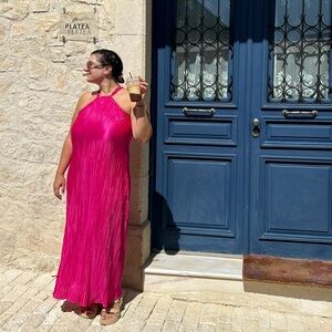 Melody Plisse Halter Petal & Pup Dress